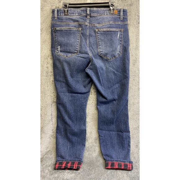 Judy Blue Red Buffalo Plaid Patch Distressed Skinny Jeans Women’s Size 16W - Picture 5 of 14